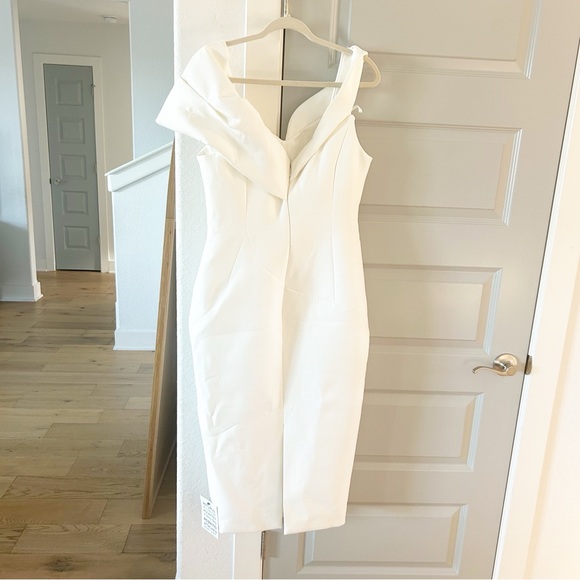 NWT Rachel Gilbert Matteo Midi Dress Gown Off Shoulder Bridal Wedding White - Picture 9 of 15